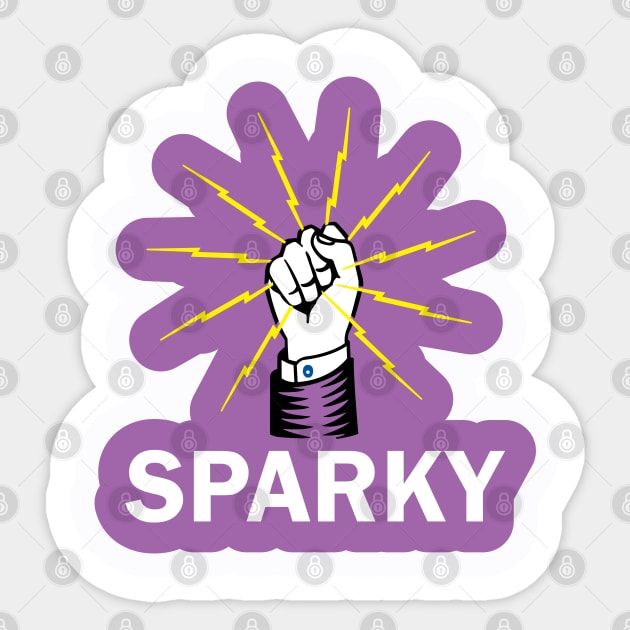 Sparky Lighting in Hand fist for Funny Electricians Sticker by ArtoBagsPlus